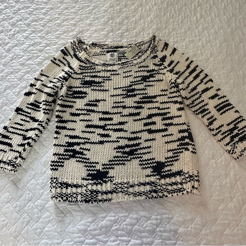 American Eagle Outfitters Black and White Crew Neck Sweater with Raglan Sleeves
